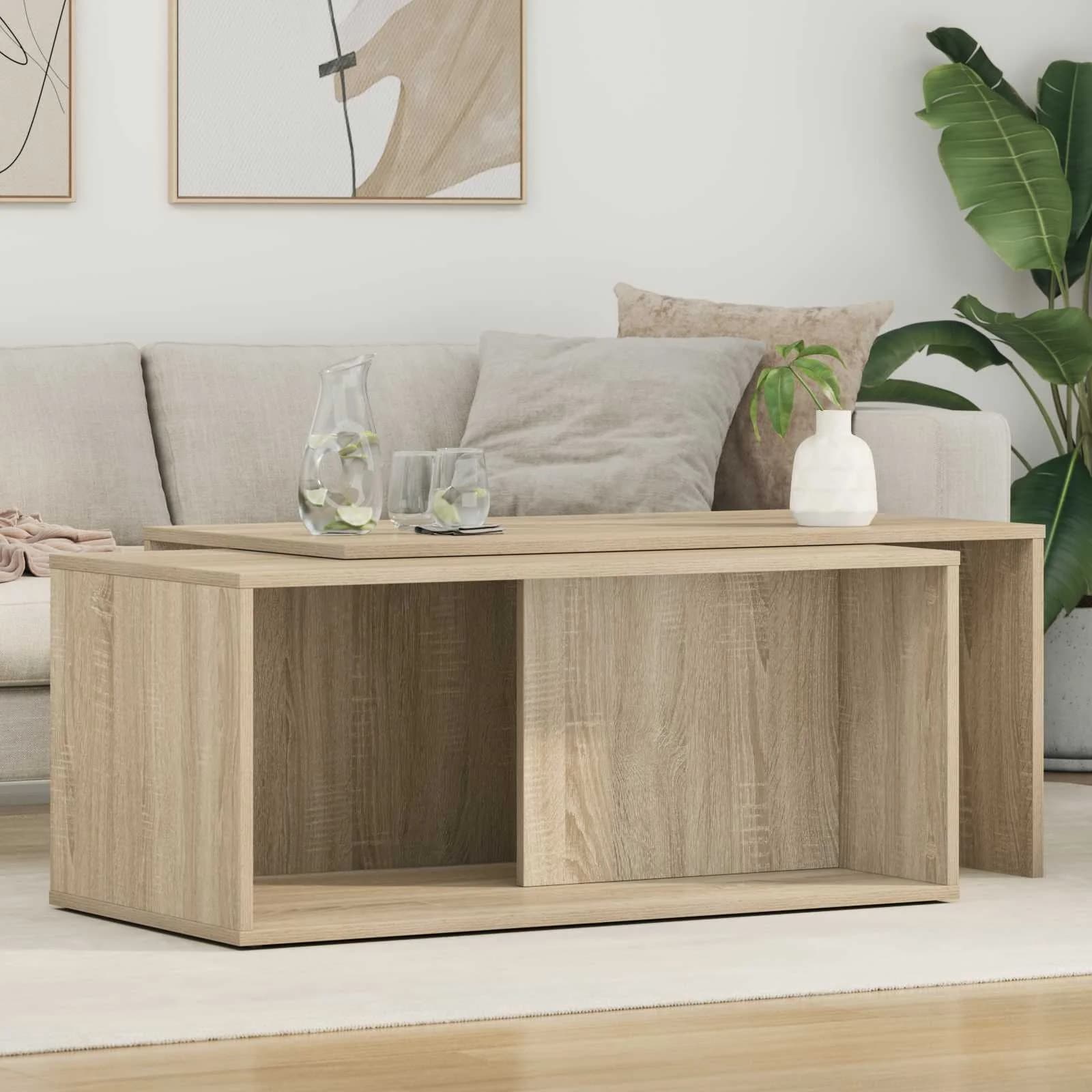 Set kavno mizico 2 kos Sonoma hrast 90 x 48 x 40 cm