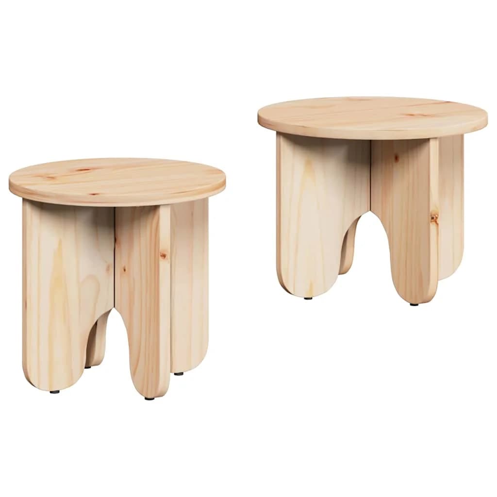 Klubska miza 2 kos Naravna 39.5 x 39.5 x 30 cm Trden borov les - slika 2