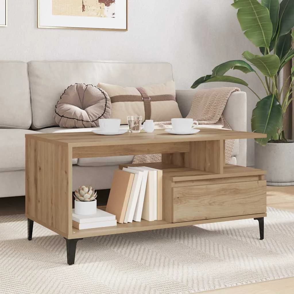 Klubska miza Umetni hrast 90 x 49 x 45 cm Inženirski les - slika 4