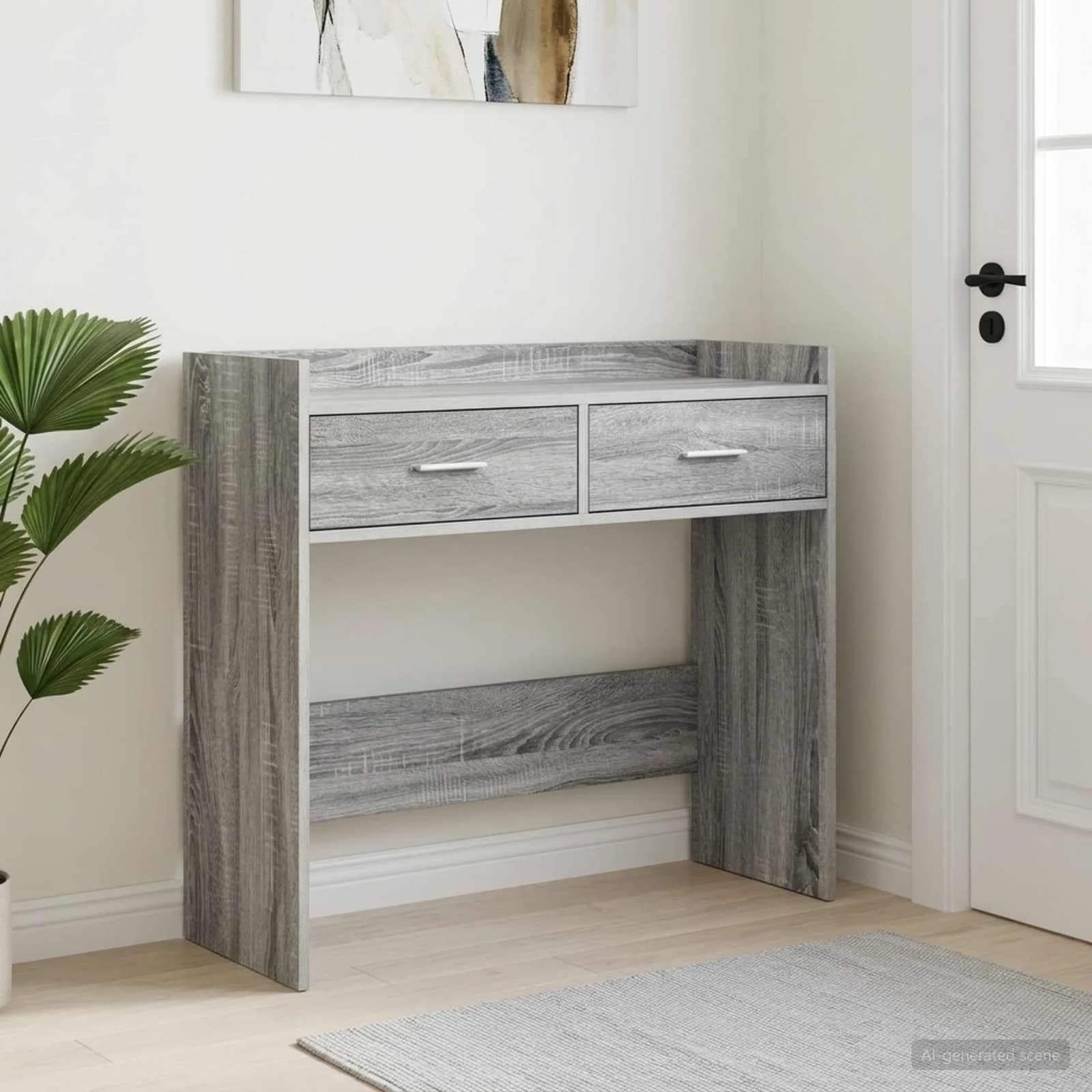 Konzolna miza Siva Sonoma 90 x 35 x 80 cm Inženirski les