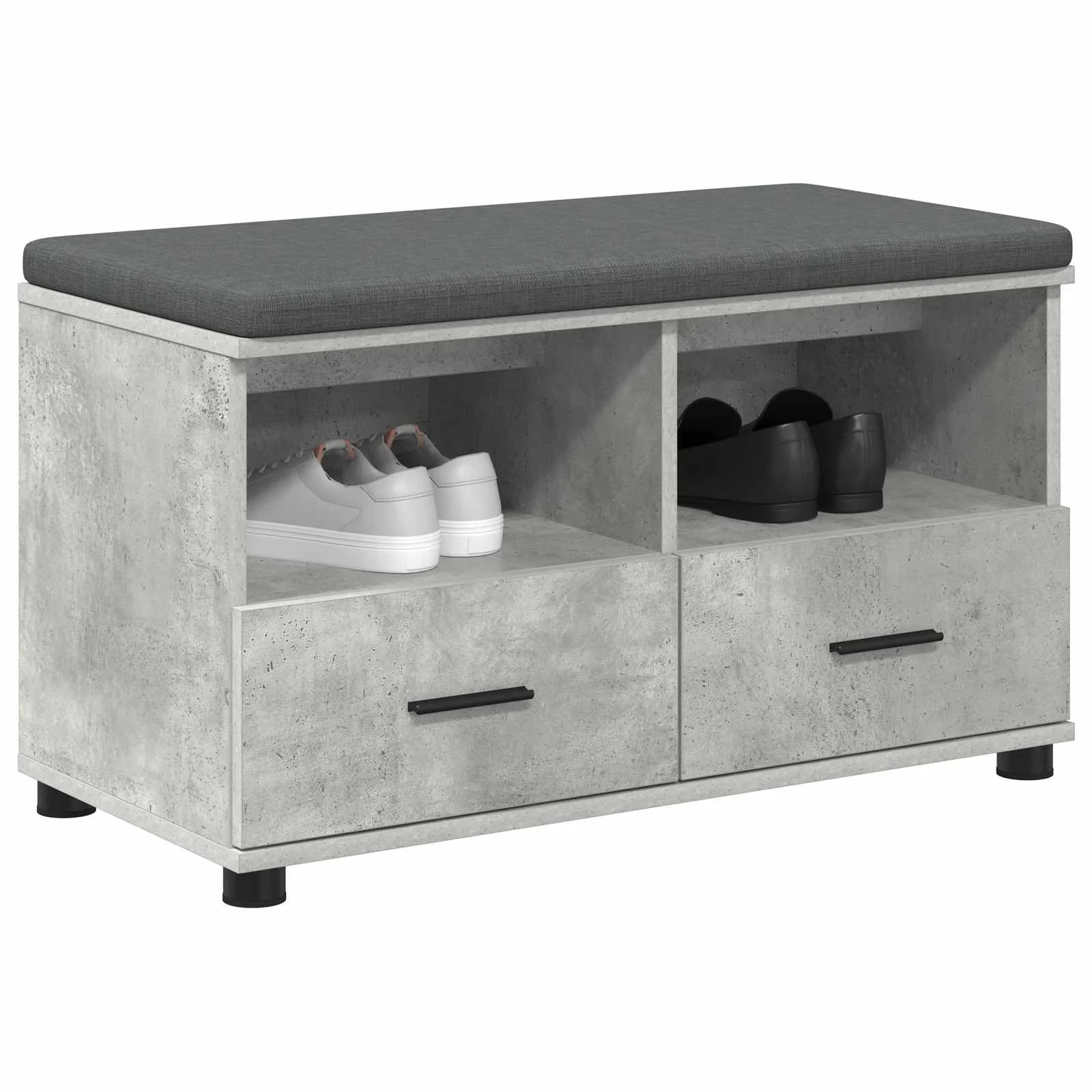 Haldna klop Beton Siva 80 x 38 x 46 cm Oblikovan Les in Tkanina - slika 3