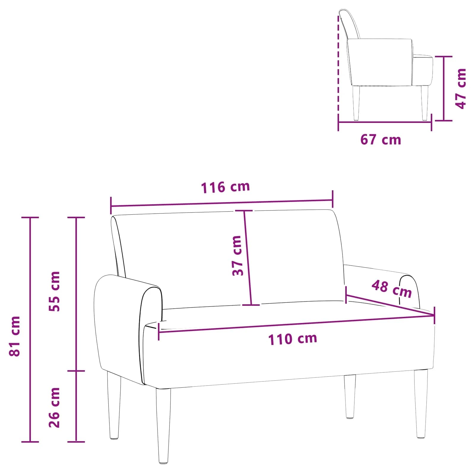 Dvojnica s gumbi Krem 116 x 67 x 81 cm Žametna tkanina - slika 10