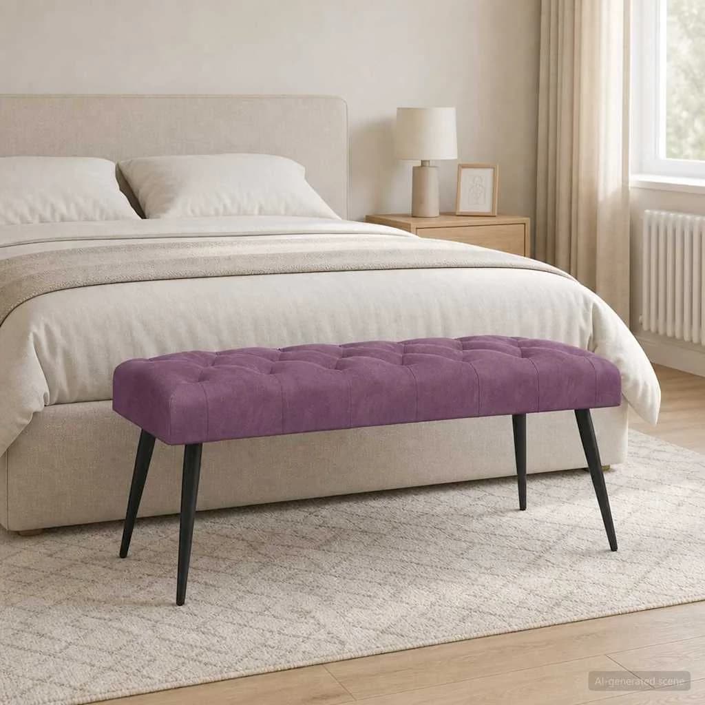 Klop s gumbnim oblazinjenjem Vijolična 110 x 40 x 46 cm Žamet - slika 4