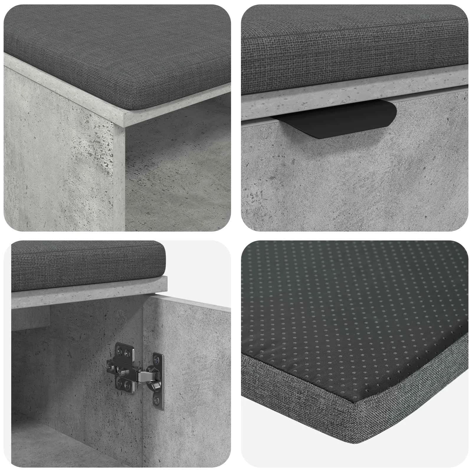 Haldna klop Beton Siva 80 x 38 x 46 cm Oblikovan Les in Tkanina - slika 9