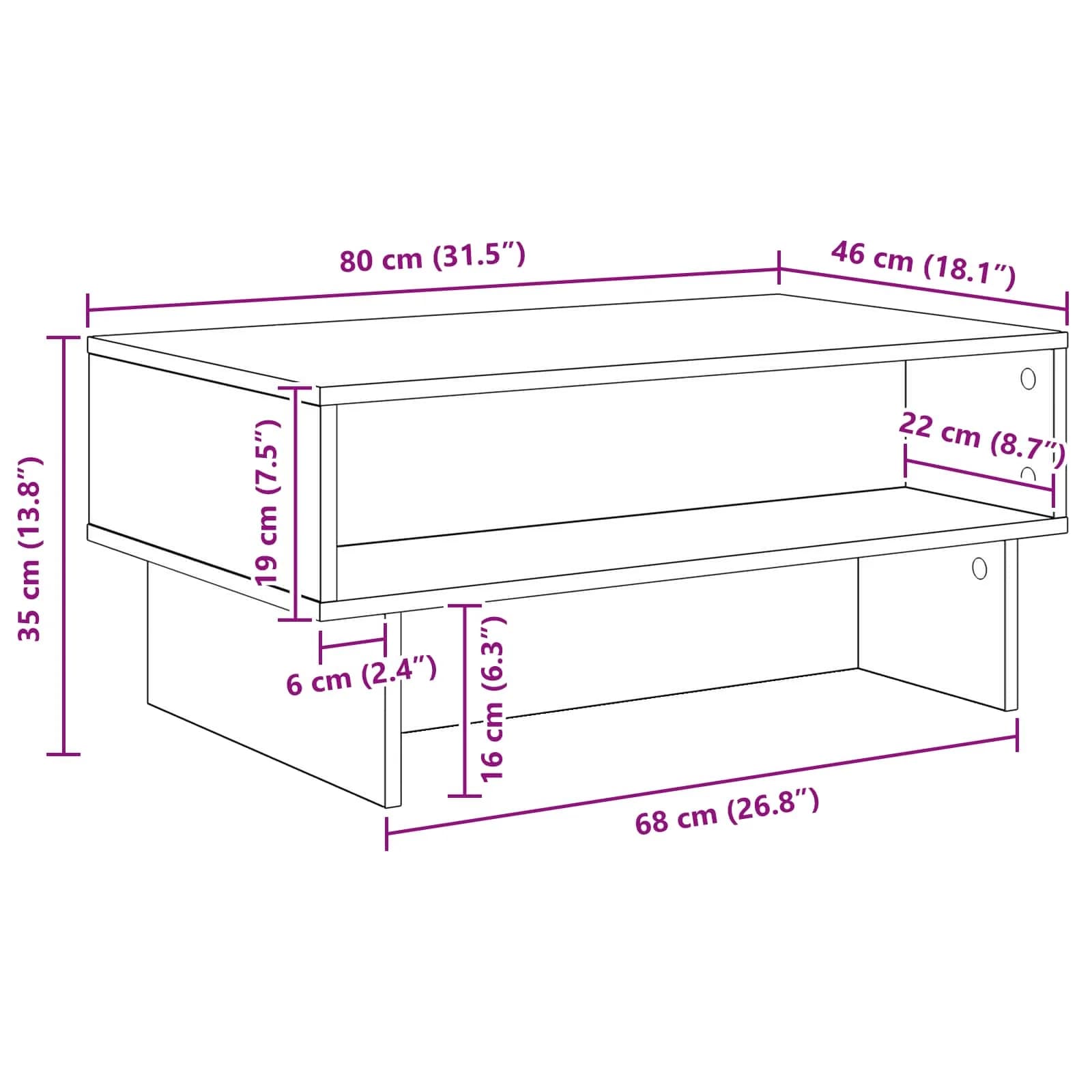 Klubska miza Bela 80 x 46 x 35 cm Inženirski les - slika 11