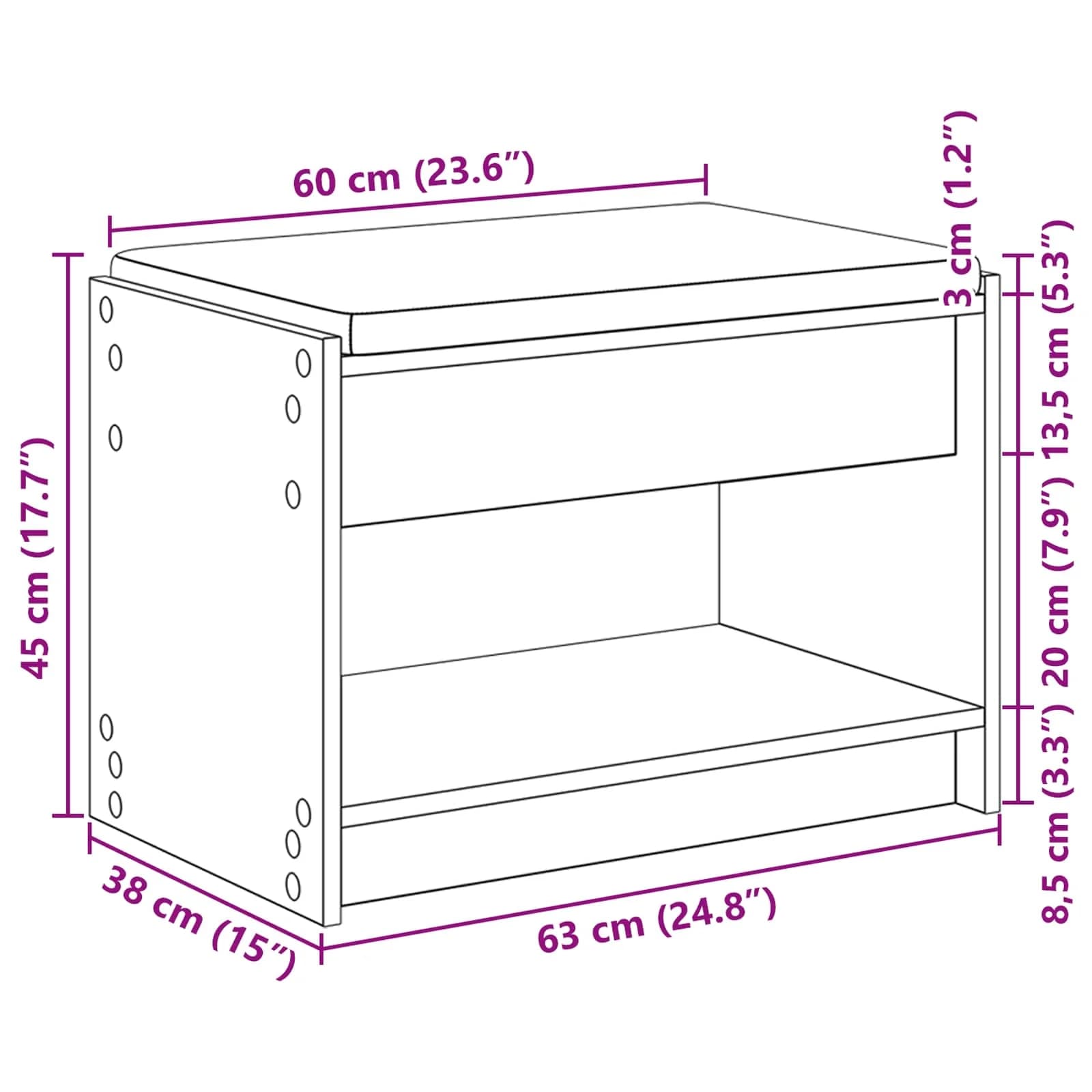 Haldna klop Črni Hrast 63 x 38 x 45 cm Oblikovan Les in Tkanina - slika 11