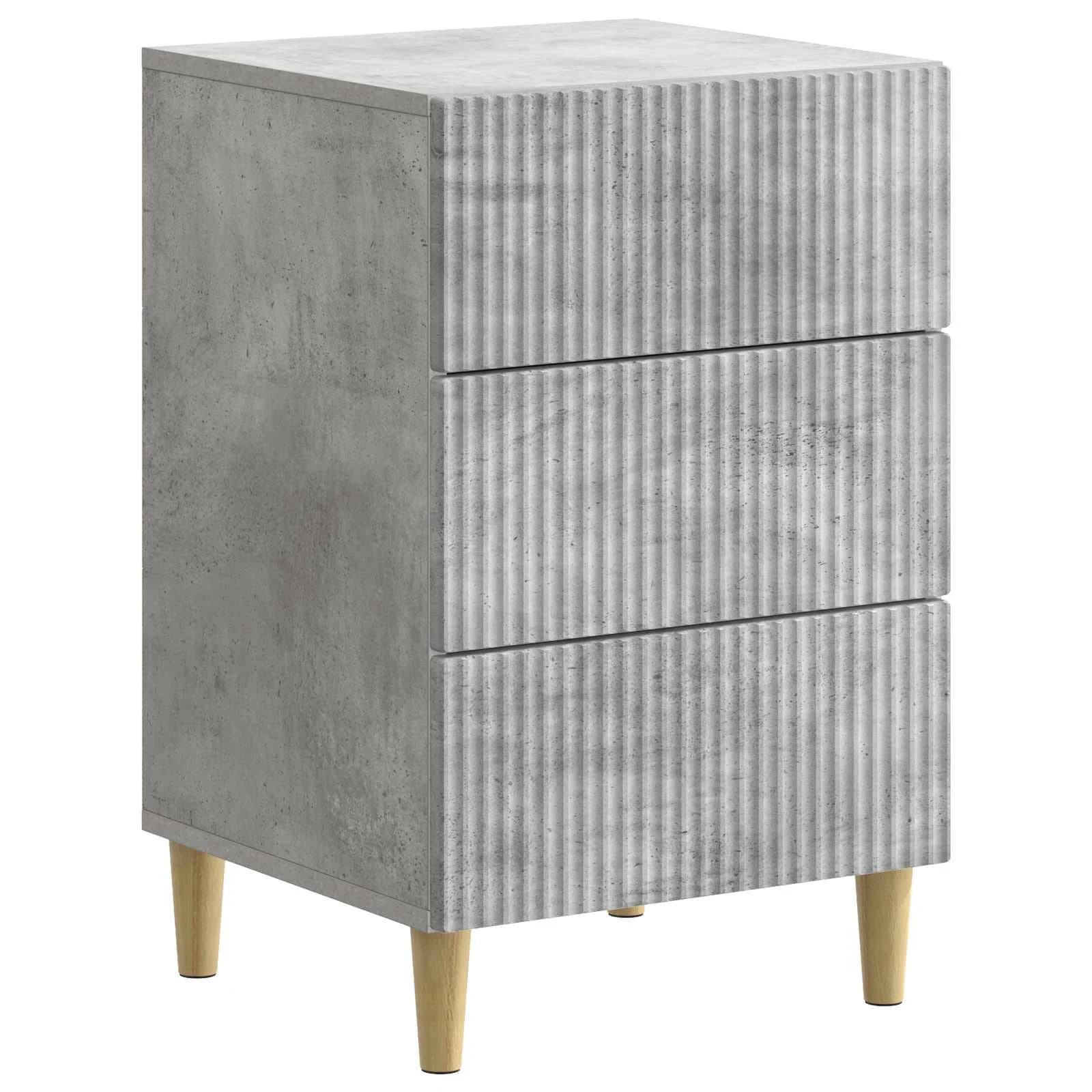 Nočna omarica Betonsko siva 43 x 41 x 66,5 cm Inženirski les - slika 2