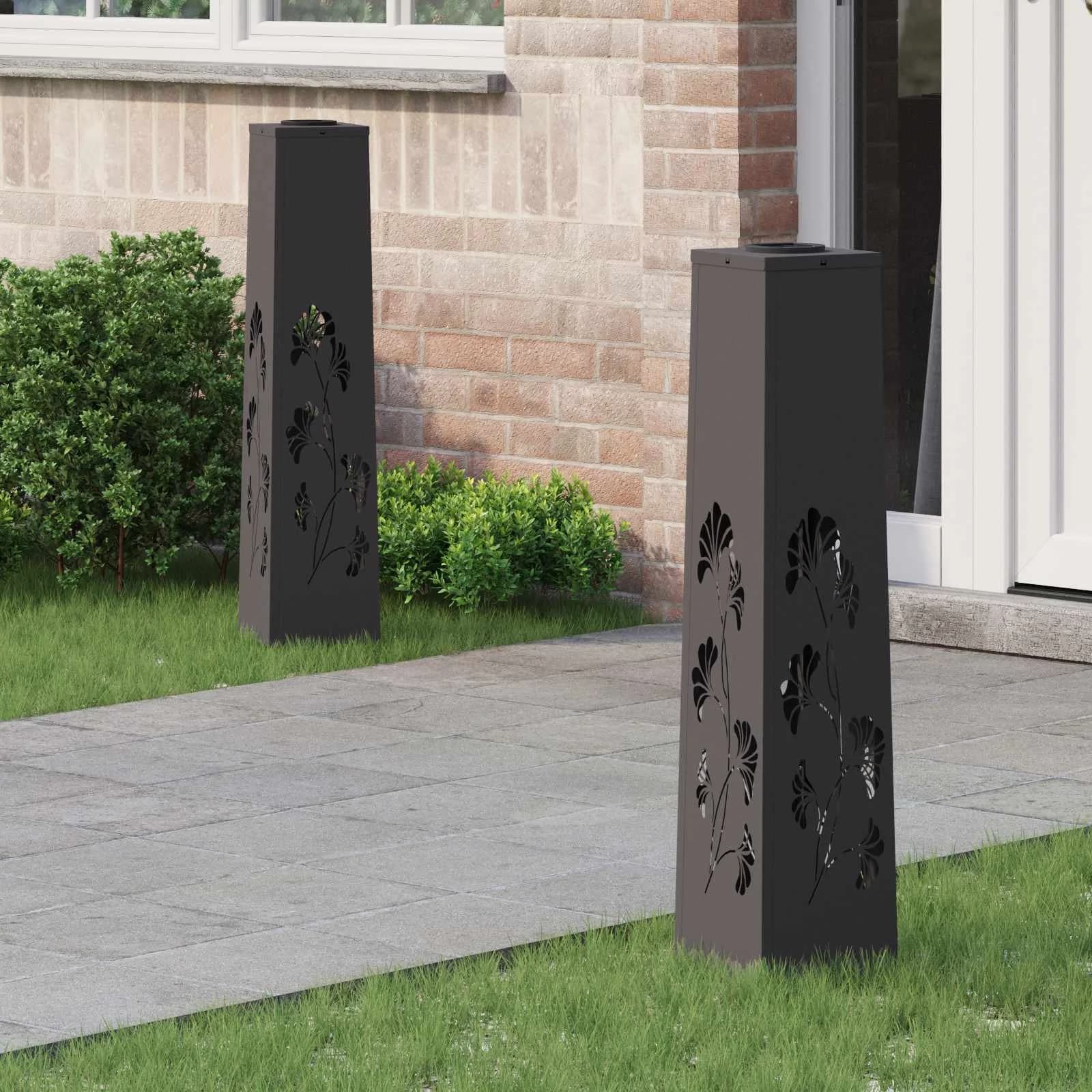 Solarno LED svetilo za pot 2 kos Toplo bela 18 x 18 x 80 cm