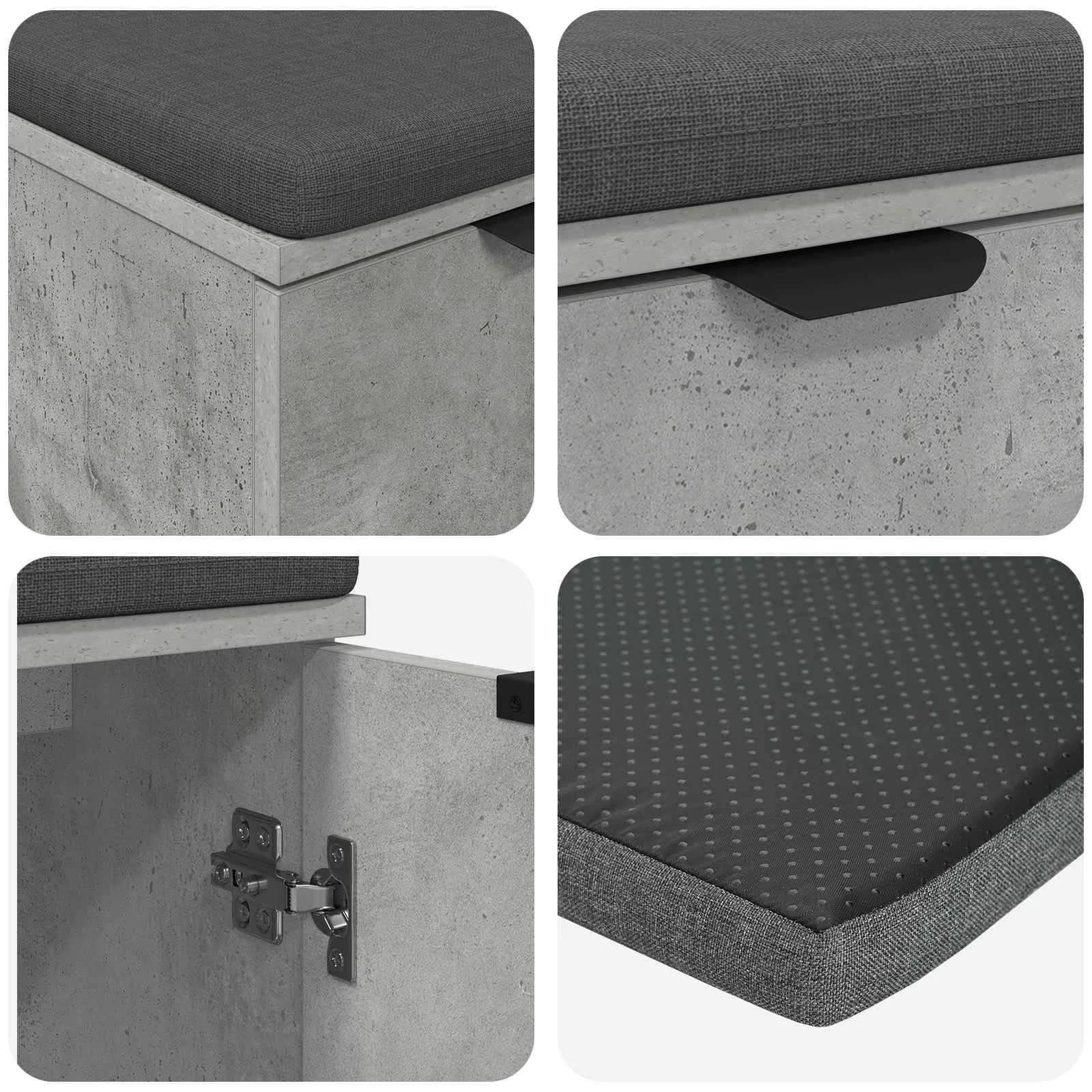 Haldna klop Beton Siva 60 x 38 x 46 cm Oblikovan Les in Tkanina - slika 9