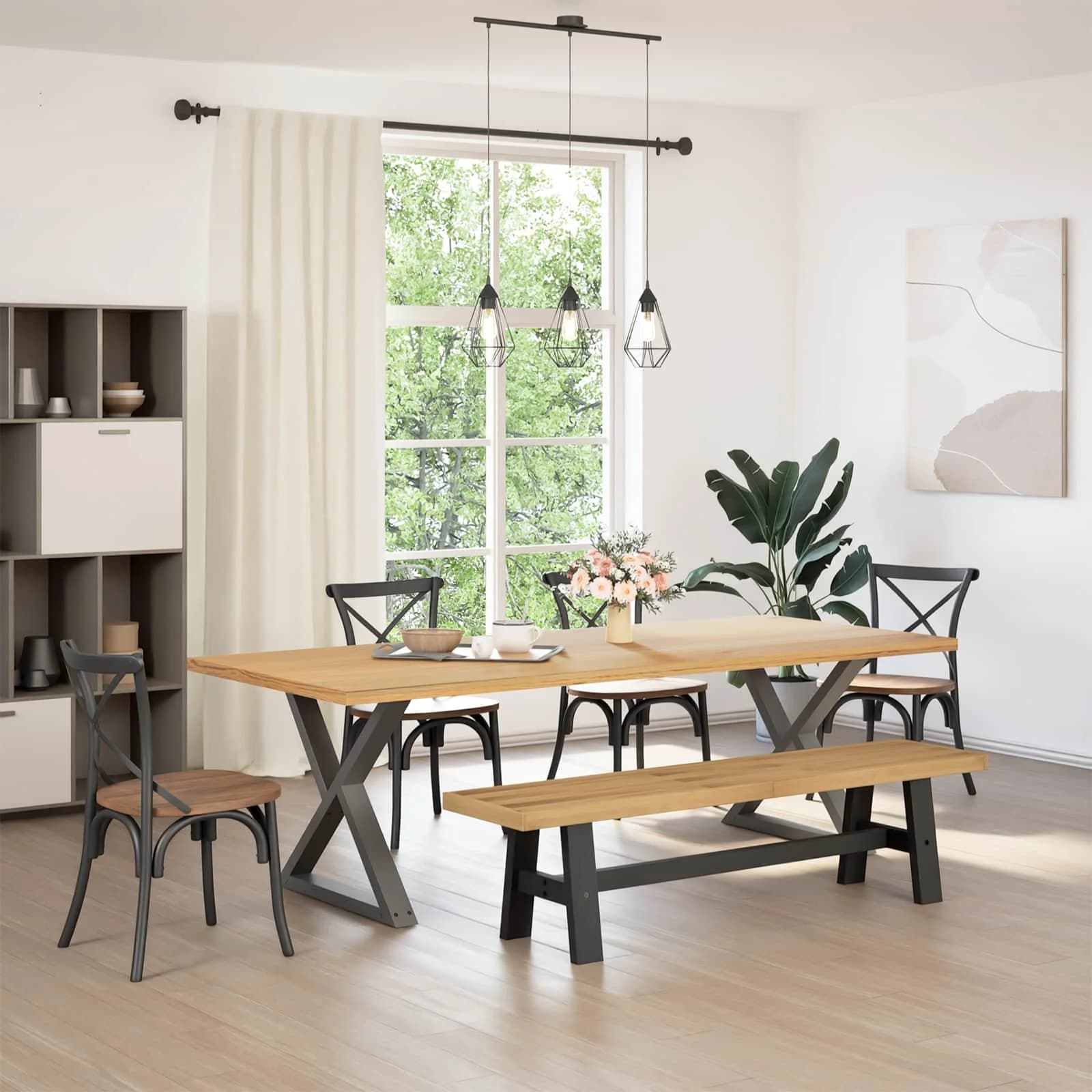 Jedilna klop NOAIN 160 x 41 x 45 cm Masivna borovina Naravna