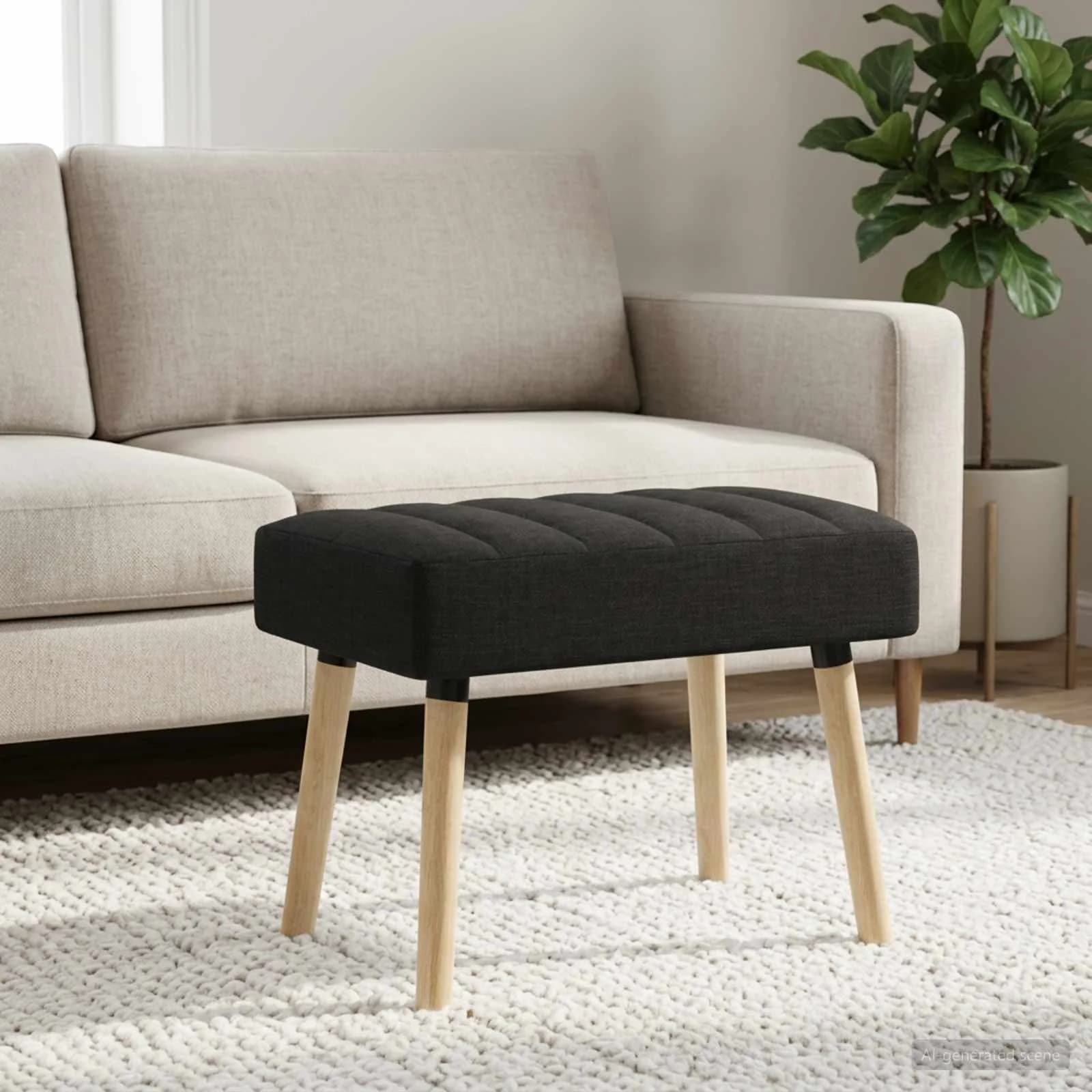 Bench z kanalnim oblazinjenjem Črna 60 x 40 x 45 cm Blago