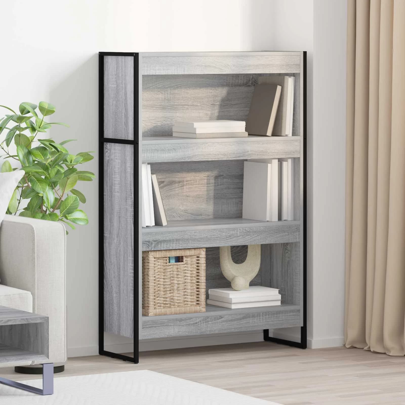 Knjigovni omar 80 x 30 x 121 cm Inženirski les Siva Sonoma