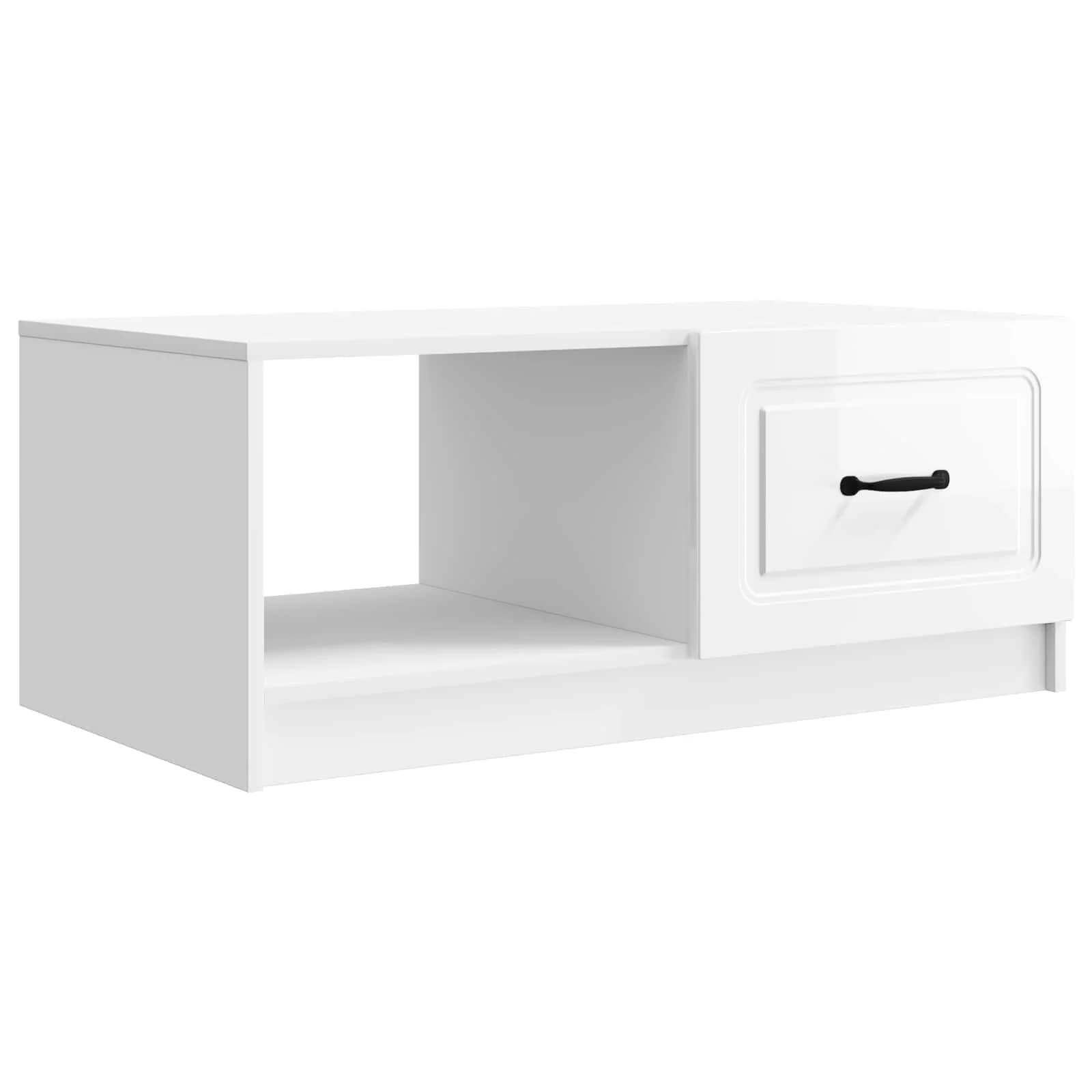 Klubska miza Bela visok sijaj 90 x 50 x 37 cm Inženirski les - slika 2