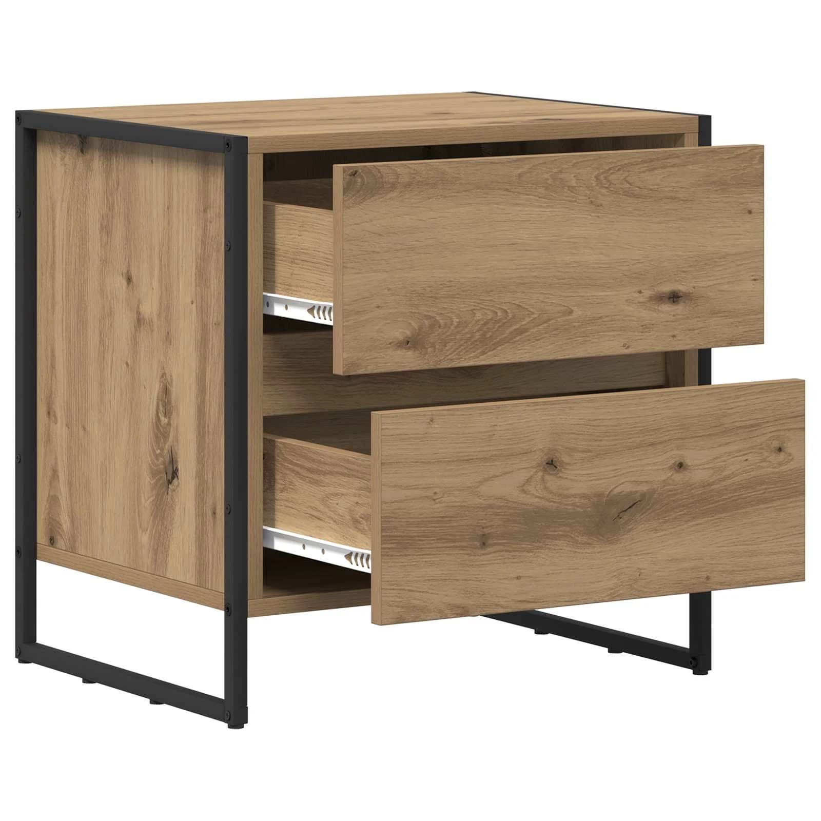 Nočna omarica 2 kos Oreh 50 x 39.5 x 50 cm Inženirski les - slika 11
