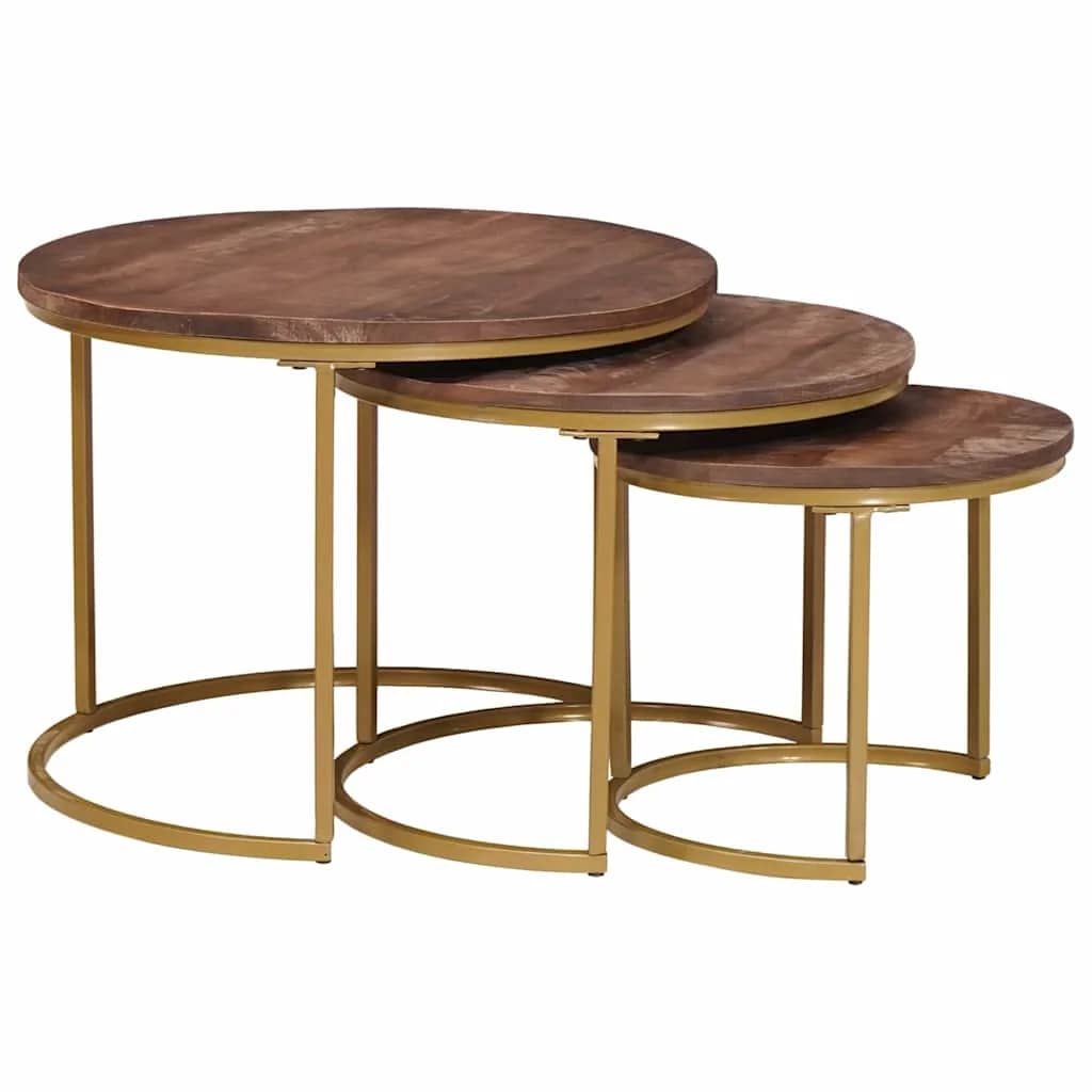 Mize za kavo z gnezdenjem 3 kos Temno rjava 54 x 54 x 40 cm - slika 3