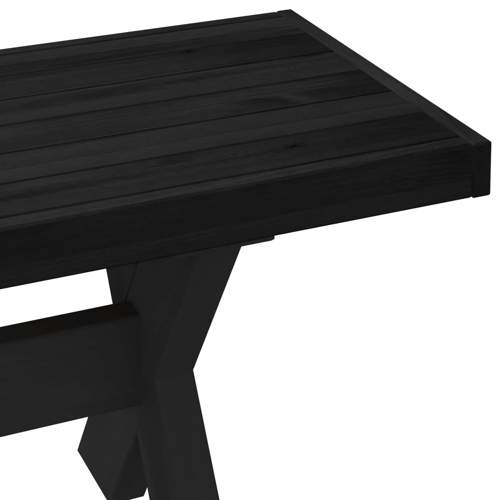 Jedilna klop NOAIN 180 x 41 x 45 cm Masivna borovina Črna - slika 7