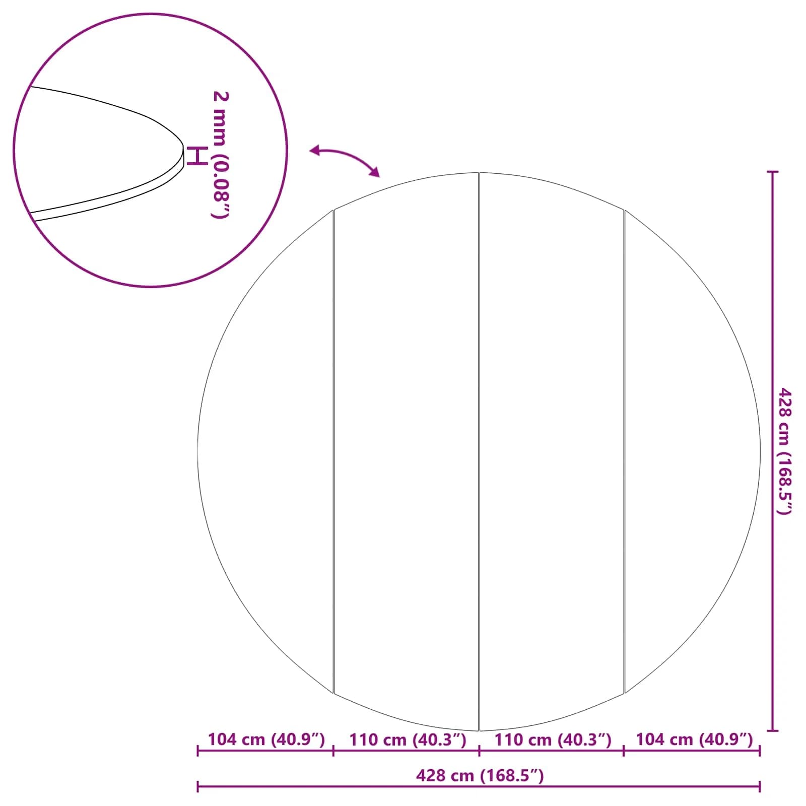 Podloga za bazen Črna Ø 428 cm Netrdno blago - slika 10