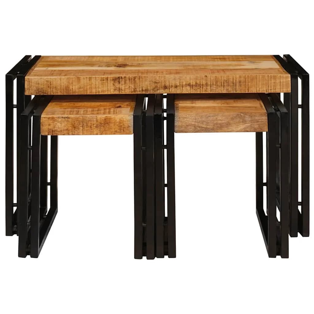 Nesting miza 3 kos Rjava in črna 82 x 40 x 45 cm - slika 5