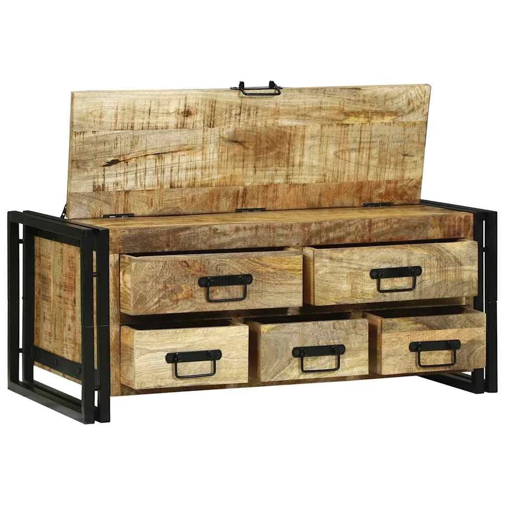 Klubska miza s predalom Rjava 90 x 50 x 38 cm Masiven les manga - slika 3