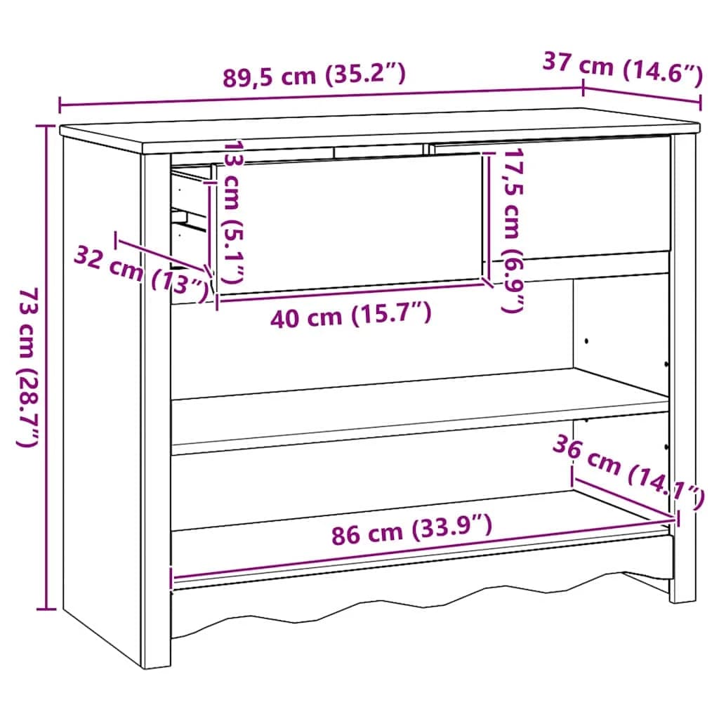 Konzolna miza Drammen Bela 89,5 x 37 x 73 cm Masivno borovo les - slika 12
