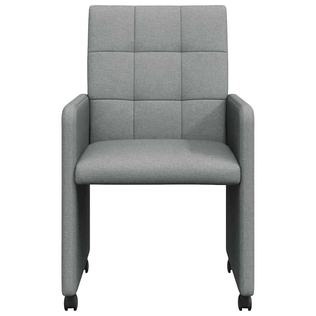 Jedilni stoli s kolesi 2 kos blago Svetlo siva 58 x 65 x 94 cm - slika 4