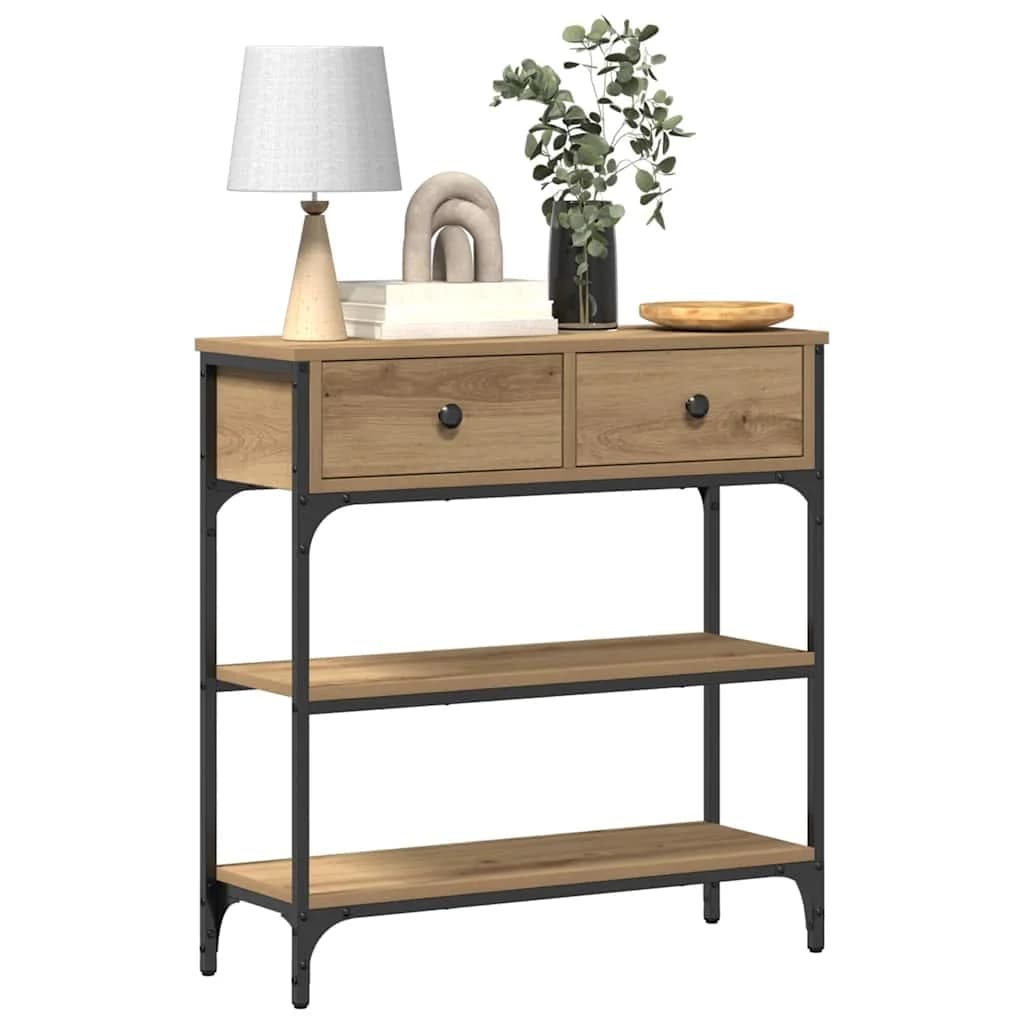 Konzolna miza Umetni hrast 72,5 x 25 x 75 cm Konstruiran les - slika 3