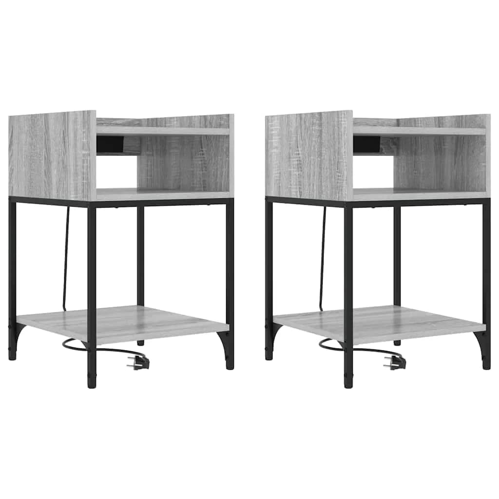 Nočna omarica 2 kos Siva Sonoma 40 x 40 x 61 cm Inženirski les - slika 2