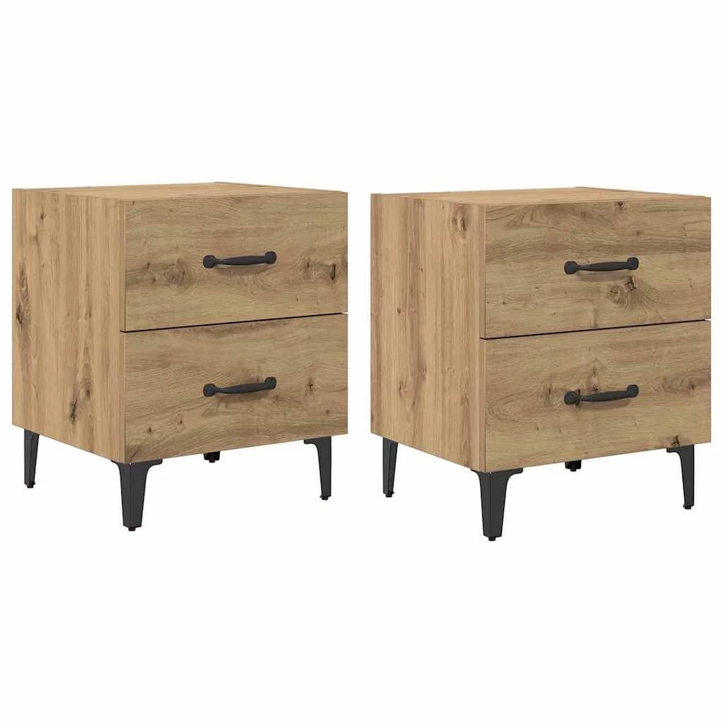 Posteljna omarica 2 kos Umetni hrast 40 x 35 x 47,5 cm - slika 2