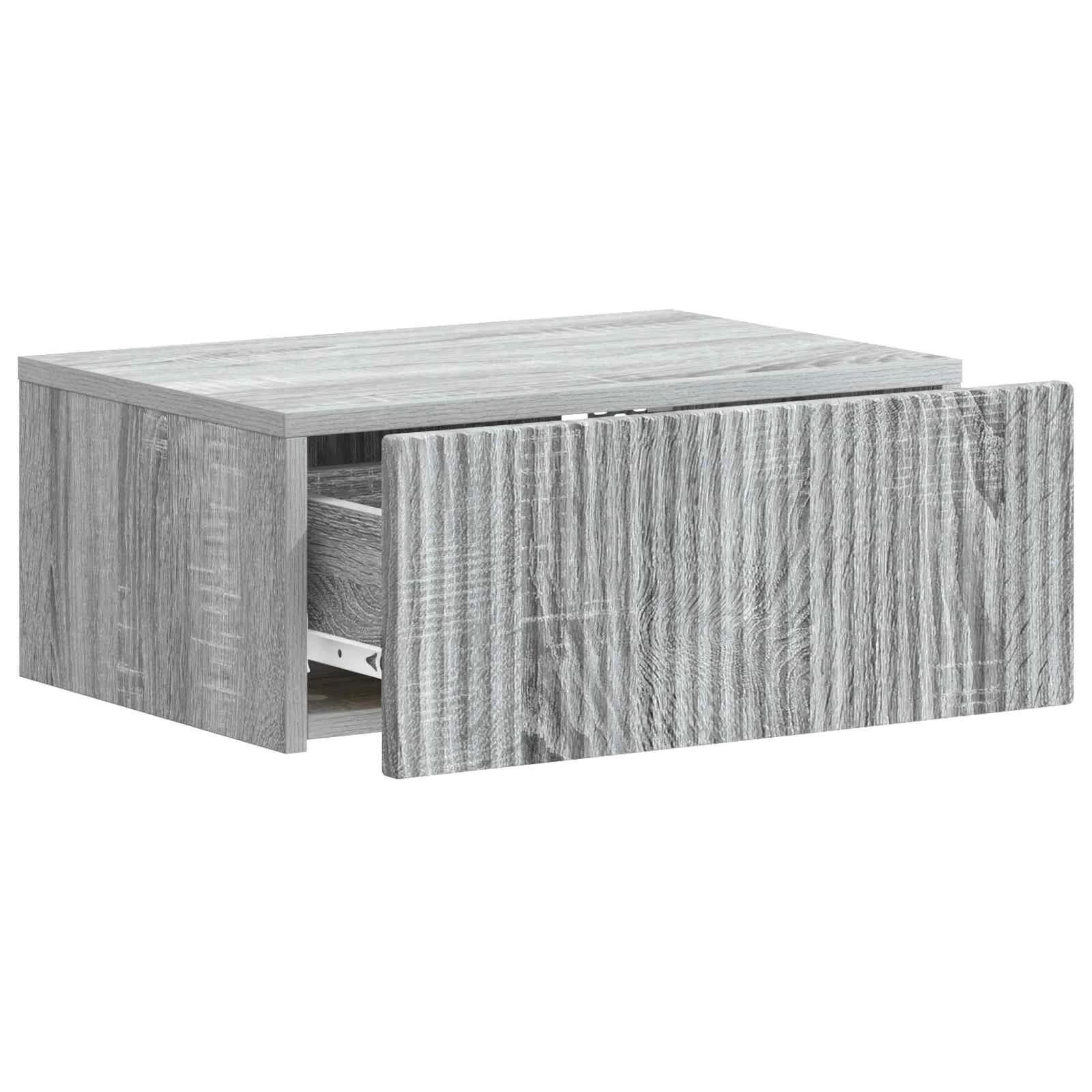 Stenski nočni omarici 2 kos Siva Sonoma 49 x 34,5 x 20 cm - slika 6