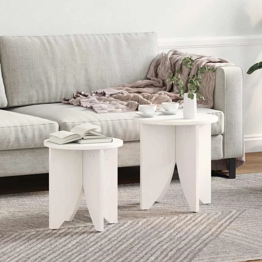 Klubska miza 2 kos Bela 41,5 x 41,5 x 44 cm