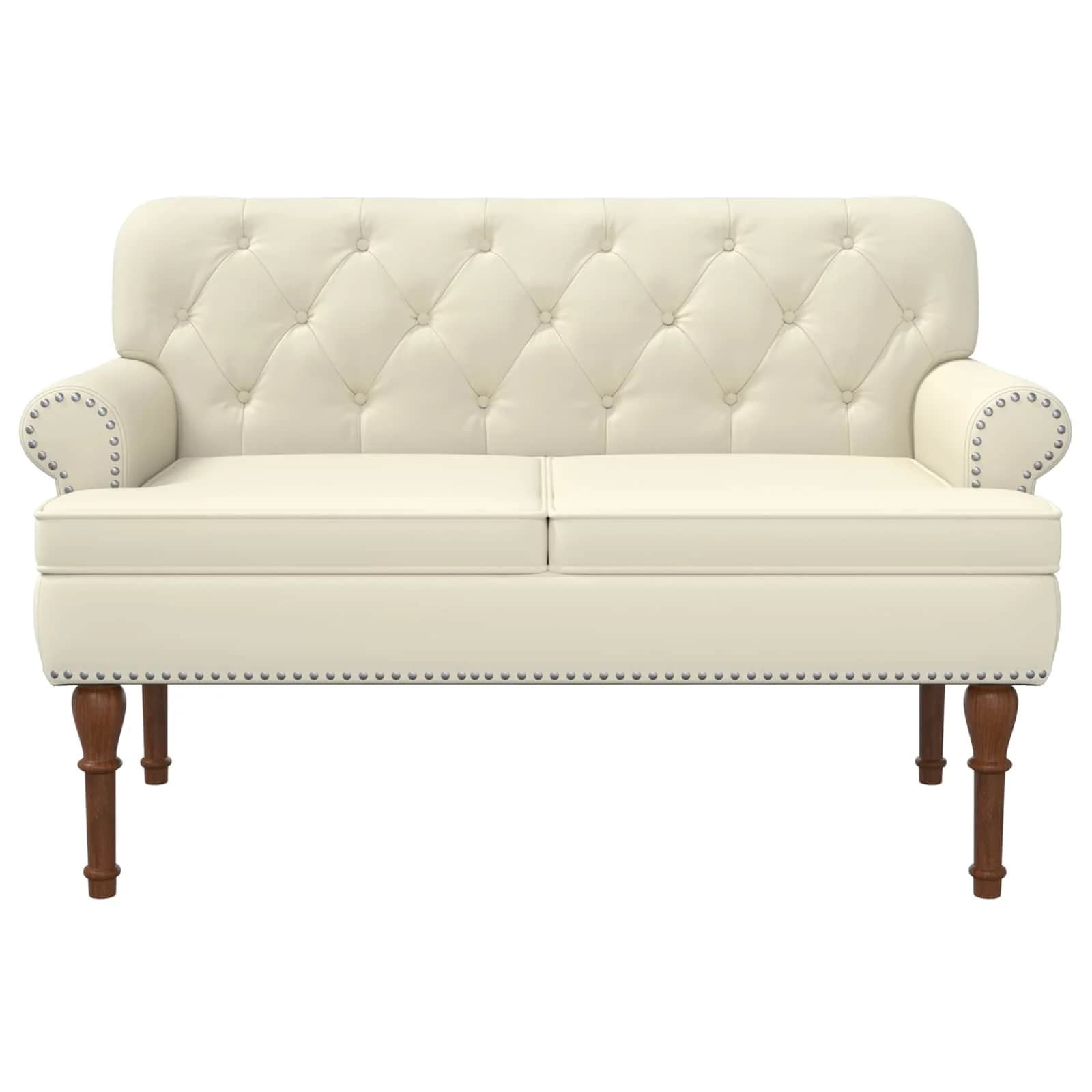 Dvojnica s gumbi Krem 120 x 65 x 77 cm Umetno usnje - slika 3