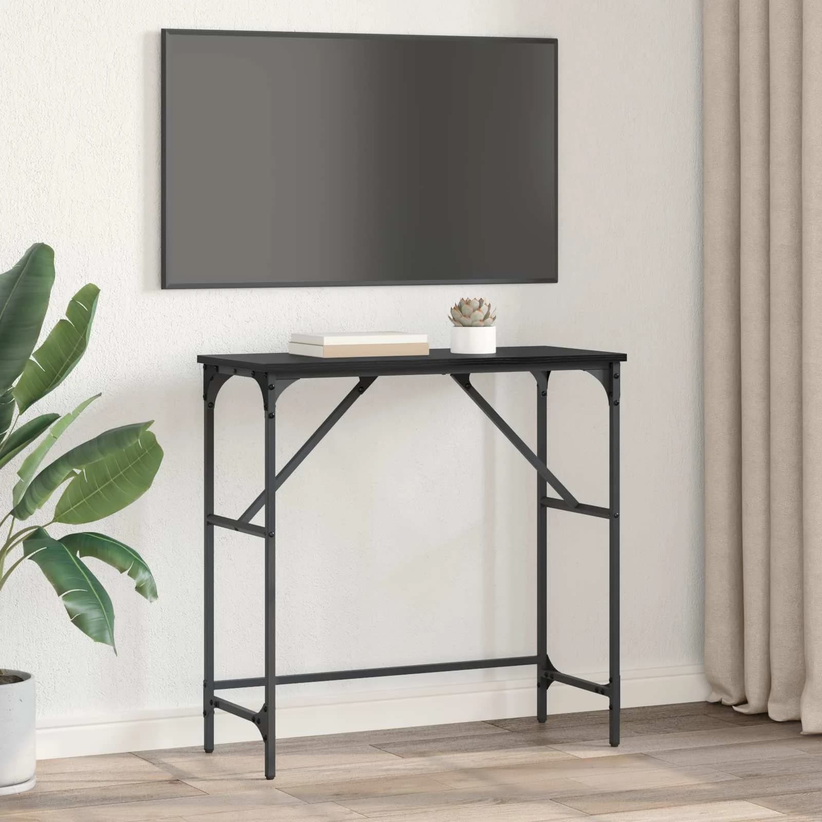 Konzolna miza Črna Orehovina 75 x 32 x 75 cm Inženirski les - slika 4
