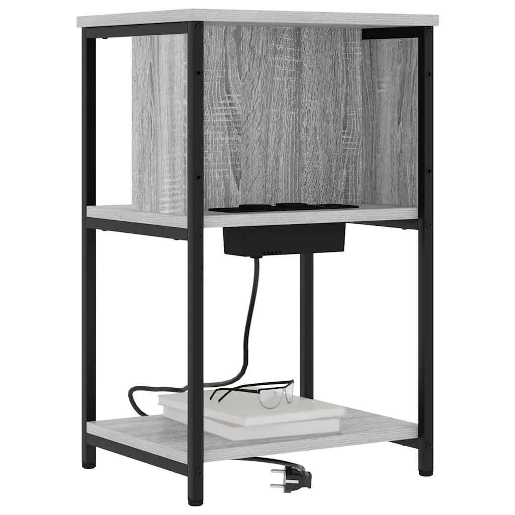 Nočna omarica 2 kos Siva Sonoma 38 x 31 x 61 cm Inženirski les - slika 3