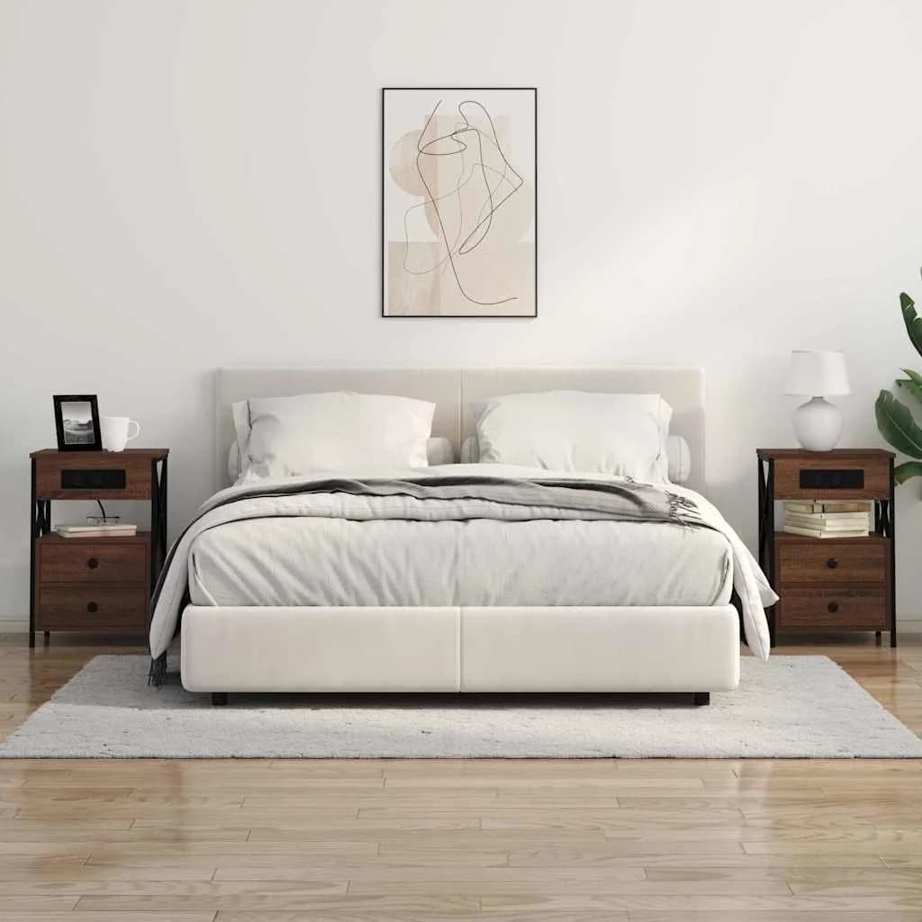Nočna omarica Rjav hrast 40 x 31 x 60 cm Inženirski les - slika 4