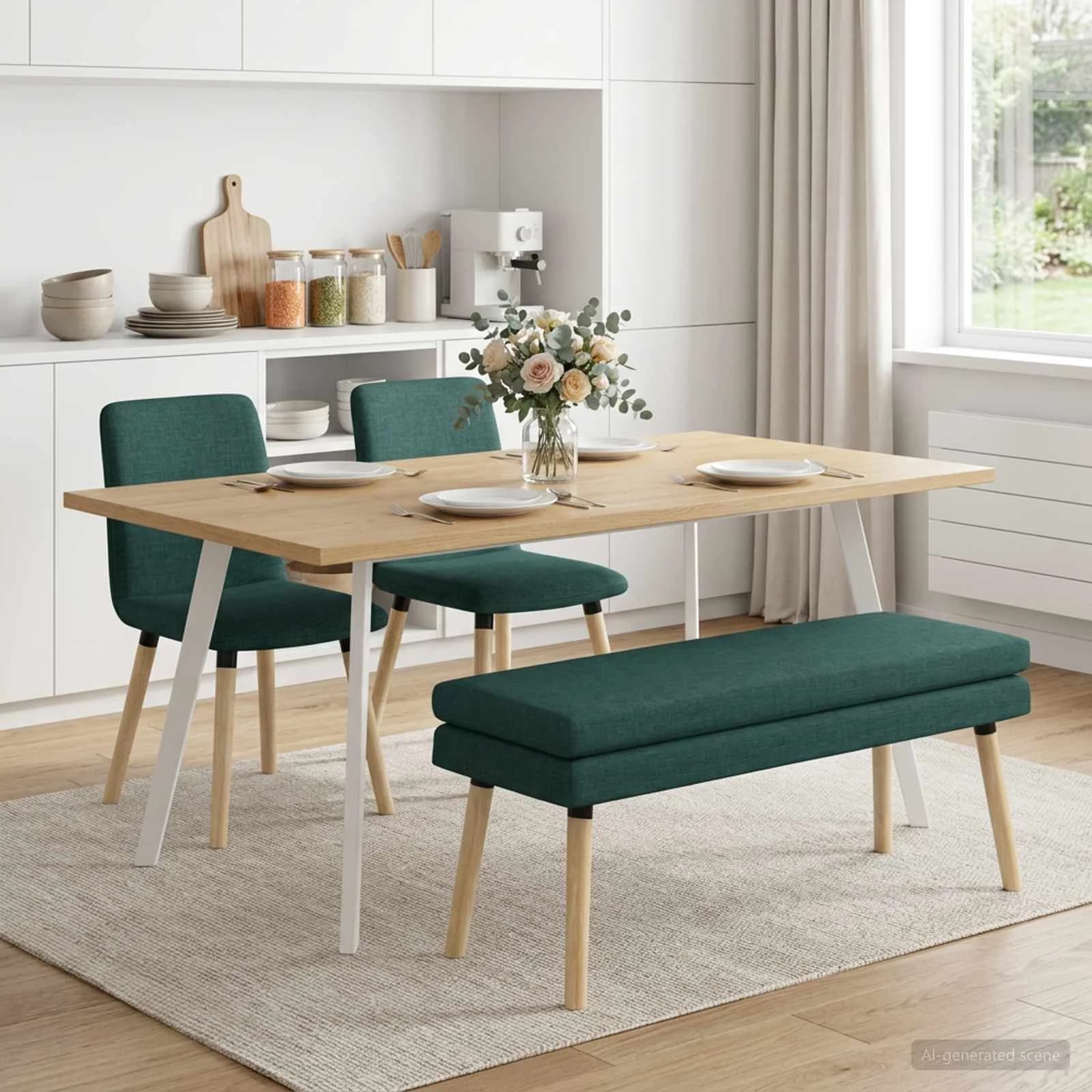 Dvojna klop Temno zelena 110 x 40 x 47 cm Blago - slika 4