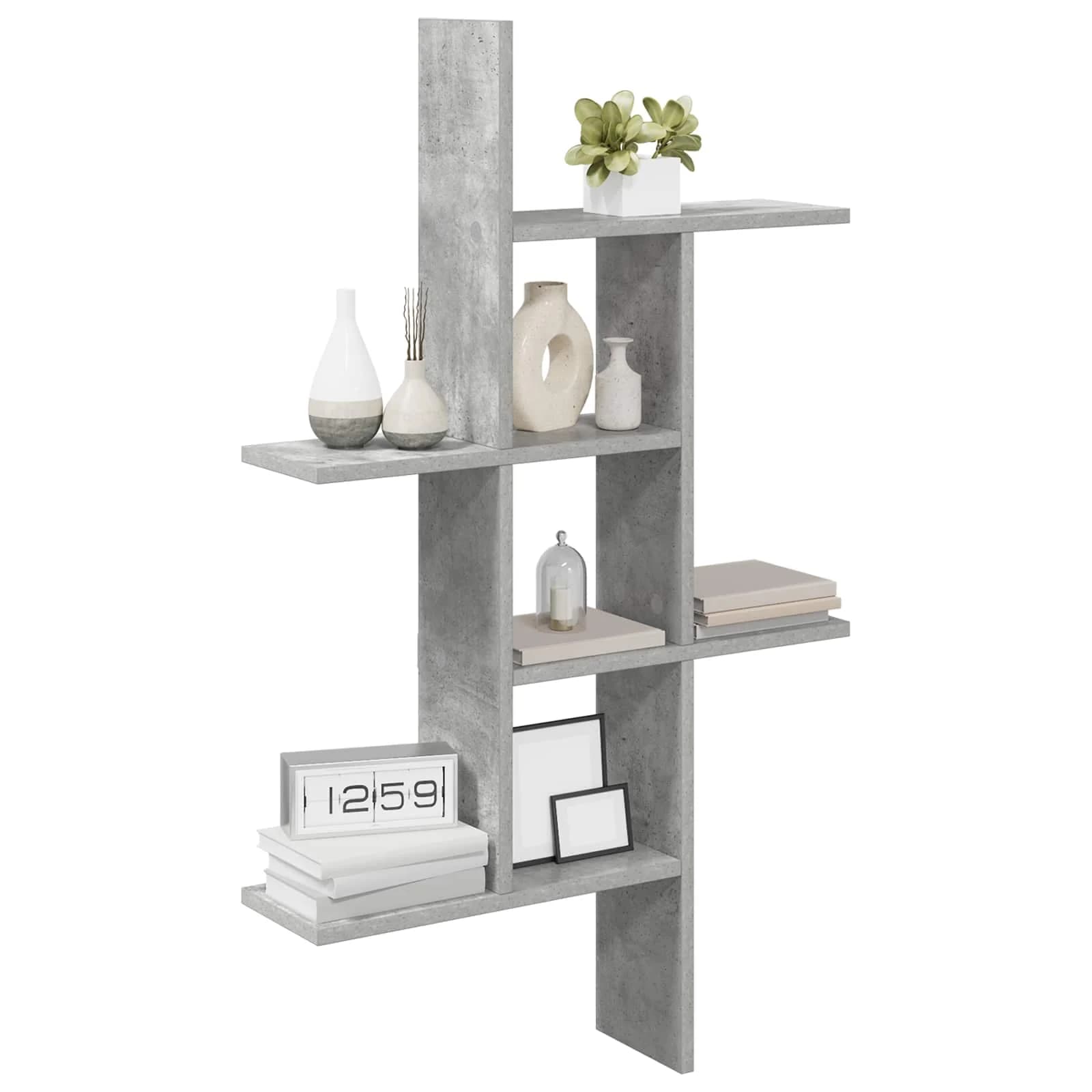 Stenska polica Betonsko siva 61 x 15 x 102 cm Inženirski les - slika 3