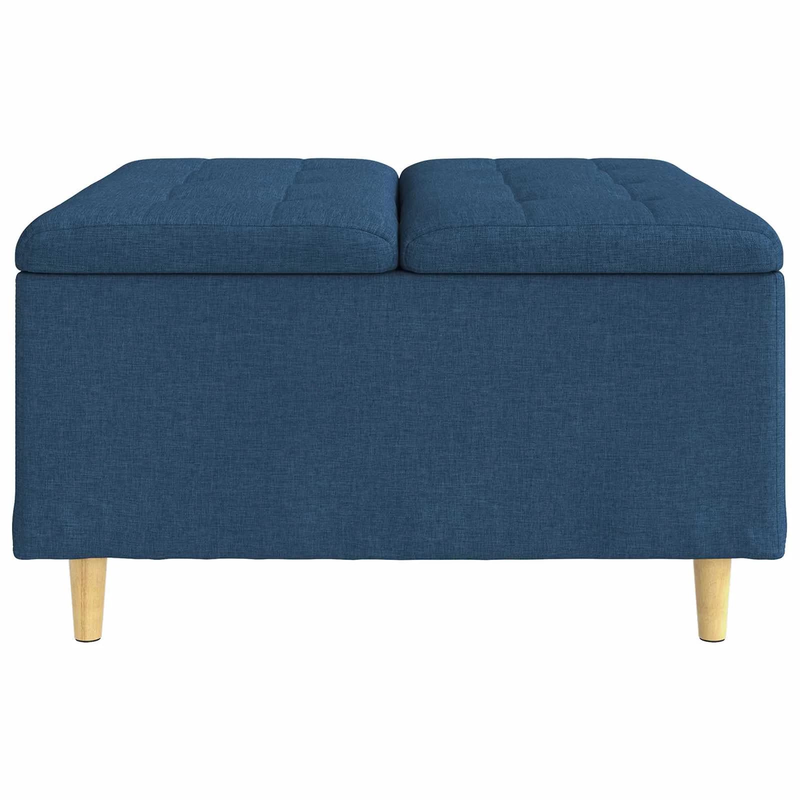 Shranjevalna tabureta z blazino Modra 80 x 80 x 45 cm blago - slika 5