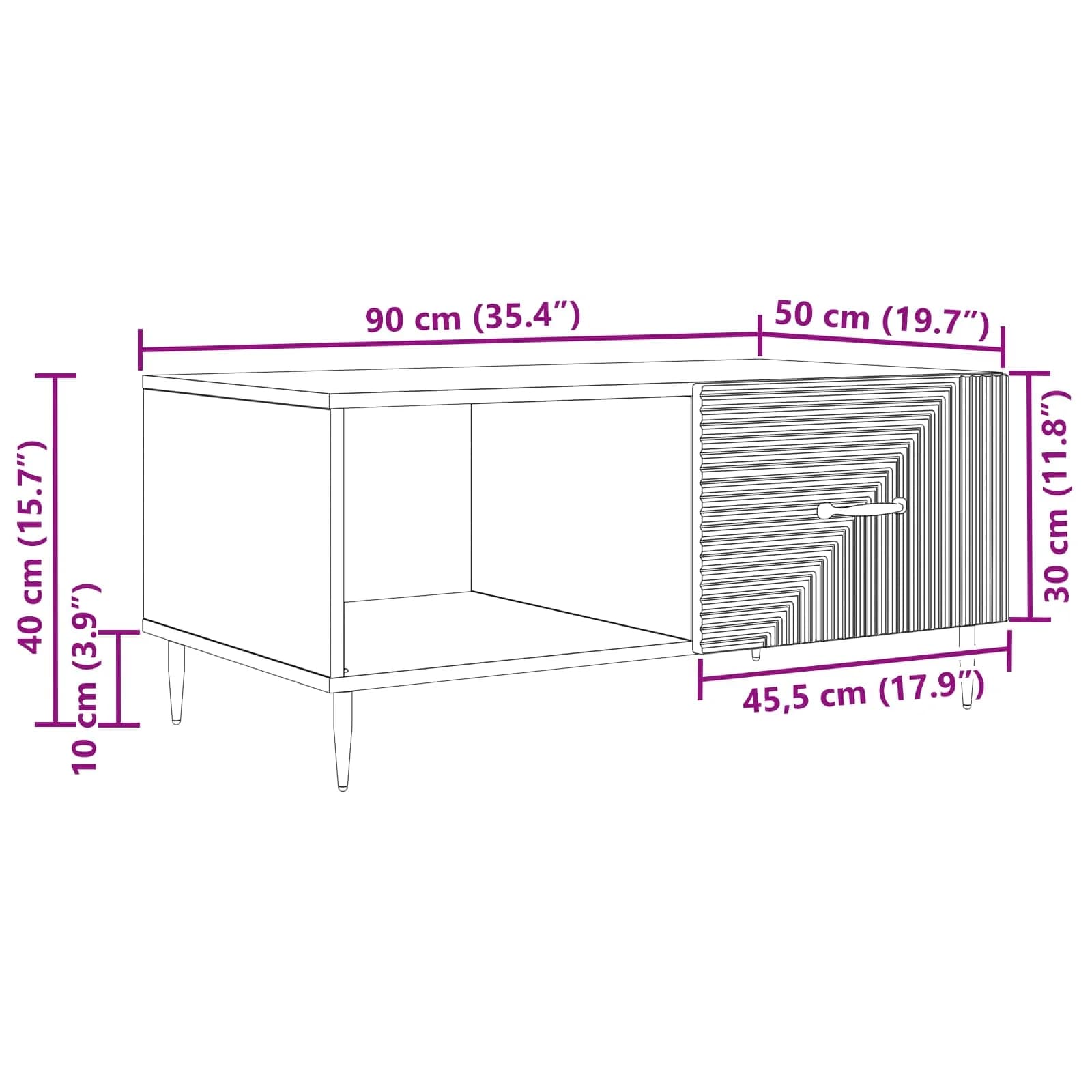 Klubska miza Artisan hrast 90 x 50 x 40 cm Inženirski les - slika 12