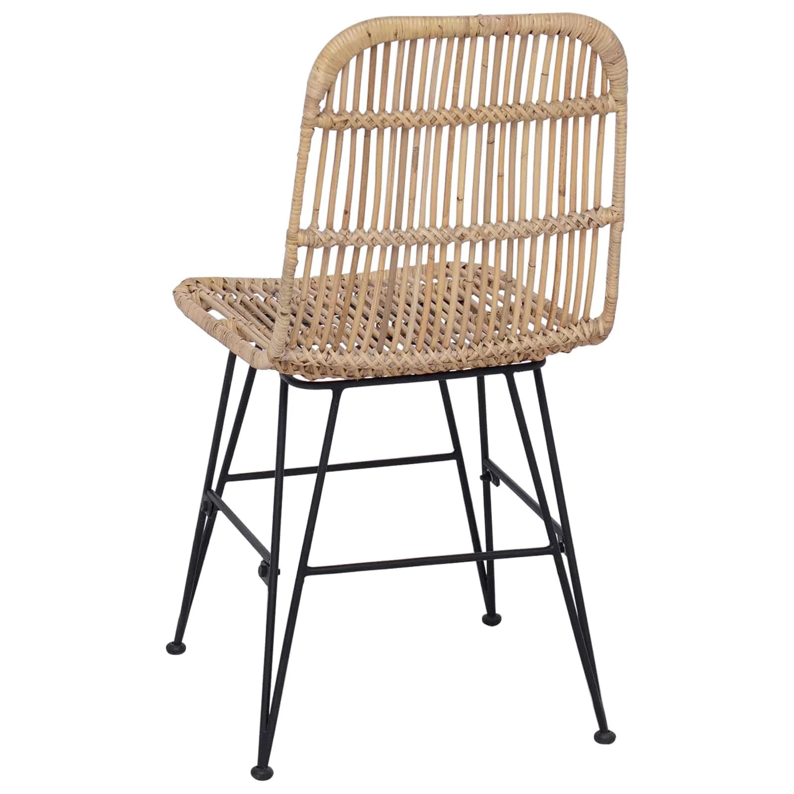 Jedilna stolica 2 kos Rattan in jeklo Naravna 41 x 55 x 85 cm - slika 7