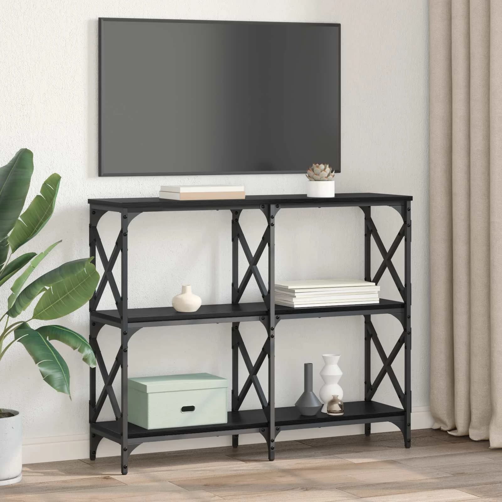 Konzolna miza Črna Orehovina 100 x 28 x 80,5 cm Inženirski les - slika 4