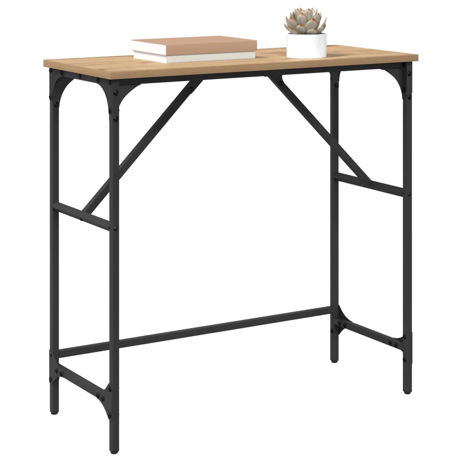 Konzolna miza Umetni hrast 75 x 32 x 75 cm Inženirski les - slika 3