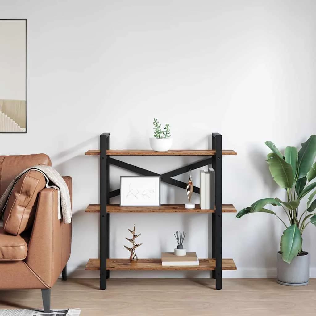 Knjižna polica 3 nivojev 100 x 33,5 x 102 cm Inženirski les - slika 4