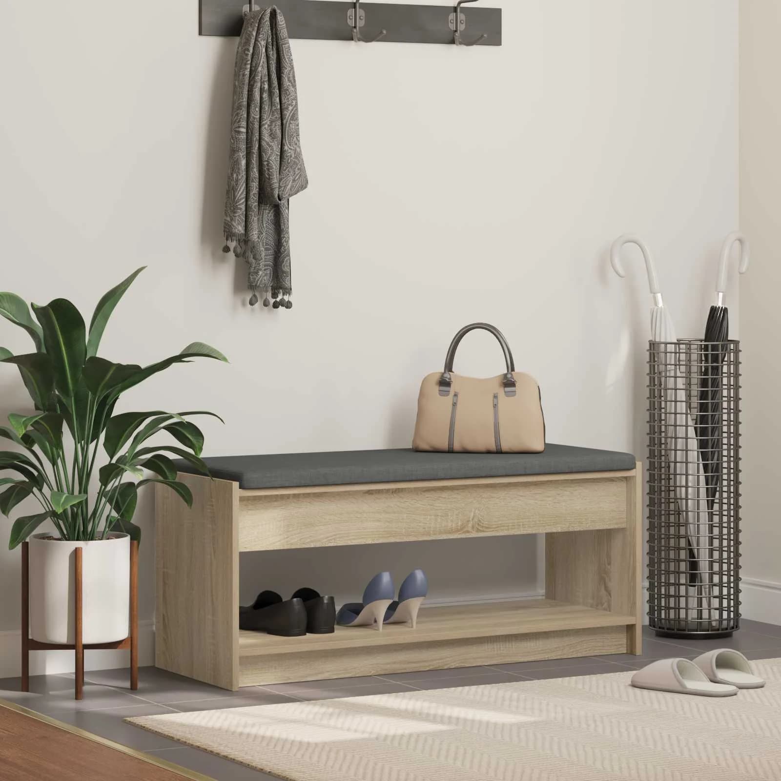 Haldna klop z blazino s polico Sonoma hrast 103 x 38 x 45 cm