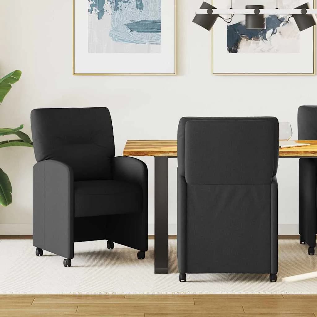 Jedilni stoli s kolesi 2 kos blago Črna 57 x 67 x 95 cm