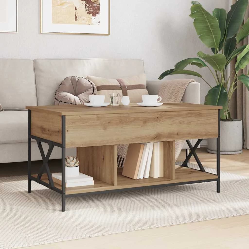 Klubska miza Umetni hrast 100 x 55 x 48.5 cm Inženirski les - slika 4