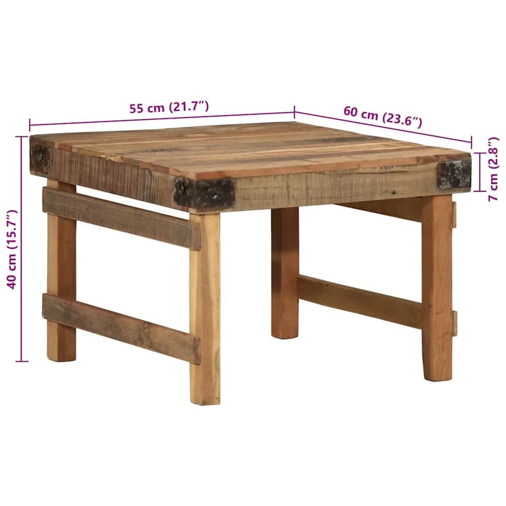 Klubska miza Rjava 60 x 55 x 40 cm Trdna obnovljena les - slika 11