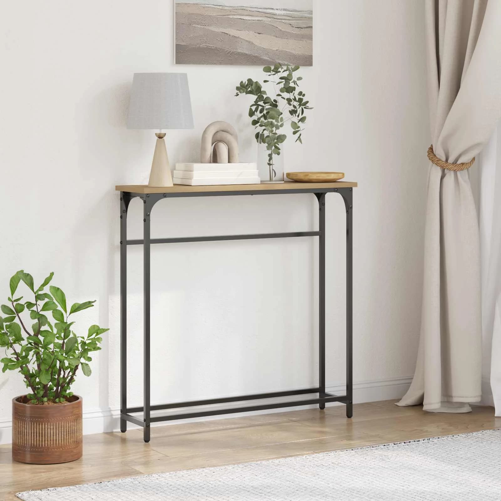 Konzolna miza Umetni hrast 75 x 19,5 x 75 cm Inženirski les