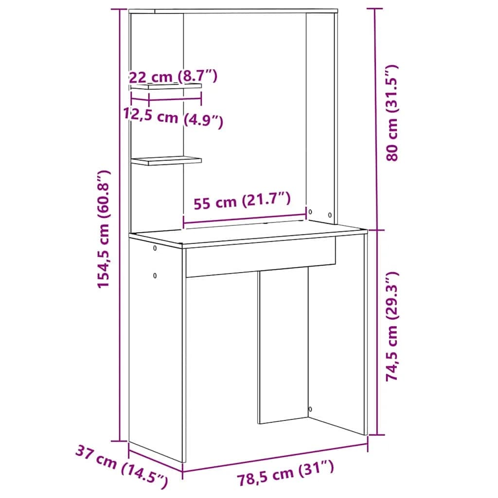 Miza Črna Orehovina Inženirski les 78,5 x 37 x 154,5 cm - slika 12