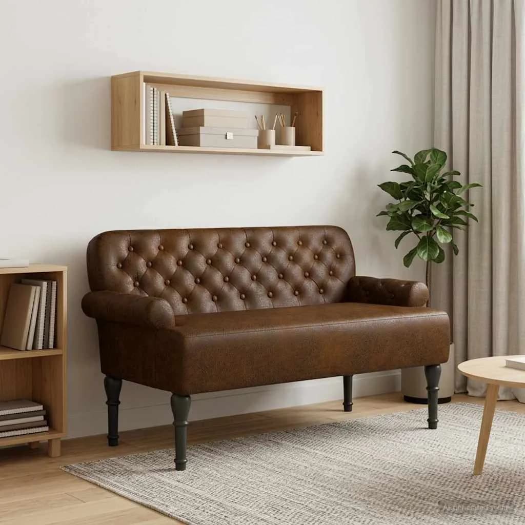 Dvojnica s gumbi Rjava 120 x 65 x 78 cm Umetno nubuk usnje