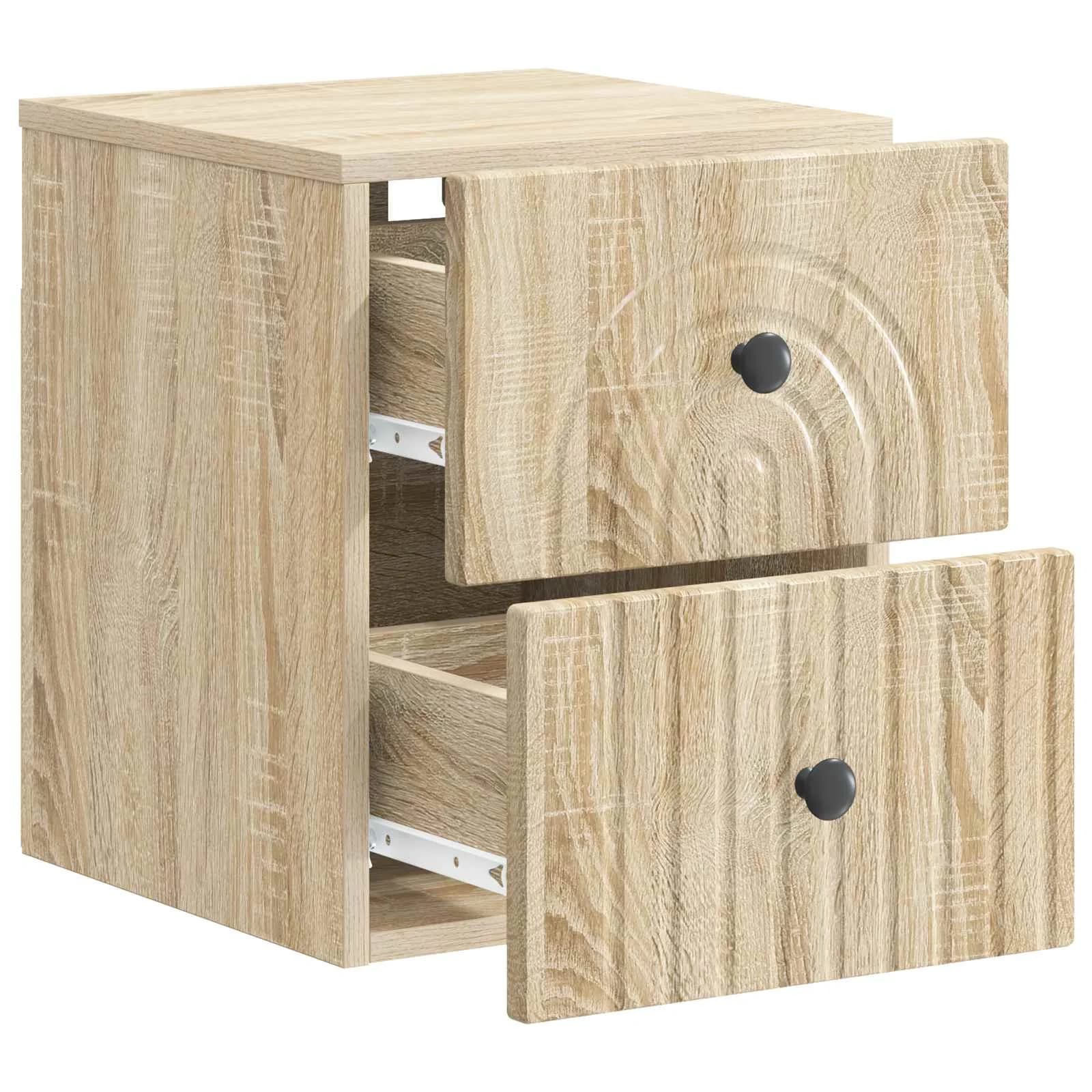 Stenski nočni omarici 2 kos Sonoma hrast 33 x 34,5 x 40 cm - slika 6